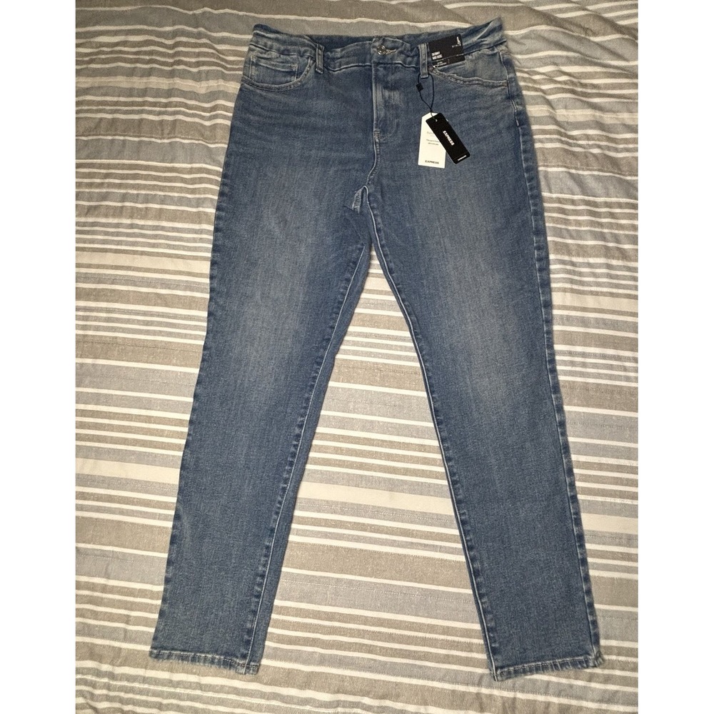 Express Womens Mid Wash Mid Rise Stretch Denim Blue Jeans Size Large NWT $88